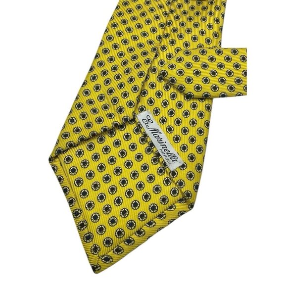 E. MARINELLA Men's 100% Silk Necktie LUXURY Tie Yellow Floral W:4" EUC - Picture 5 of 5
